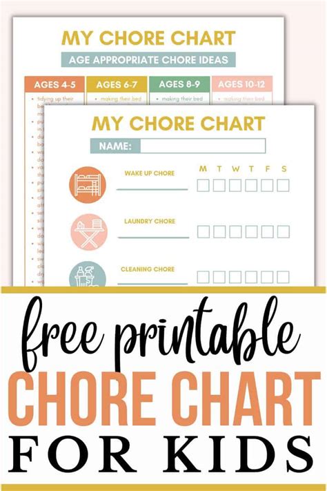 Free Printable Chore Charts For Kids By Age