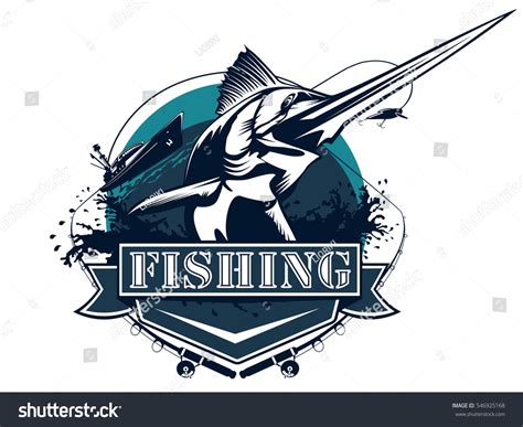 Blue Marlin Fishing Logo Illustrationblack Marline Stock Vector