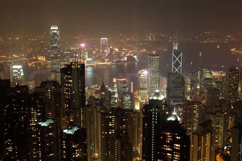 Hong Kong At Night View From The Victoria Peak Stock Image Colourbox