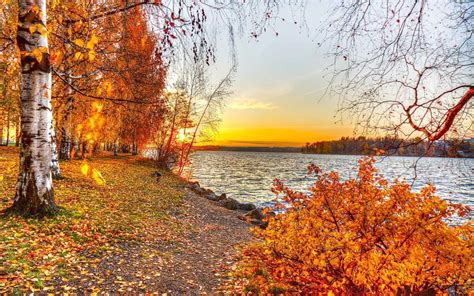 Hd Sunset On An Autumn Lake Wallpaper Download Free 65613