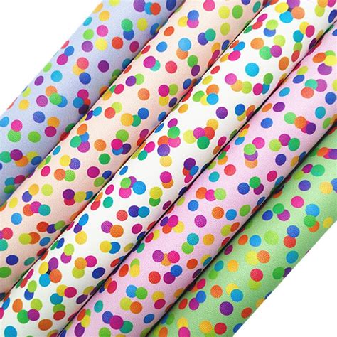 Candy Colors Polka Dots Printed Synthetic Leather Litchi Faux Leather