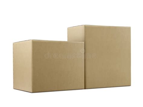 Stack Of Closed Cardboard Boxes Isolated On White Background Stock