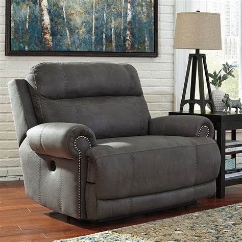 You don't have to sacrifice elegance. Austere Gray Zero Wall Wide Recliner - Recliners and ...