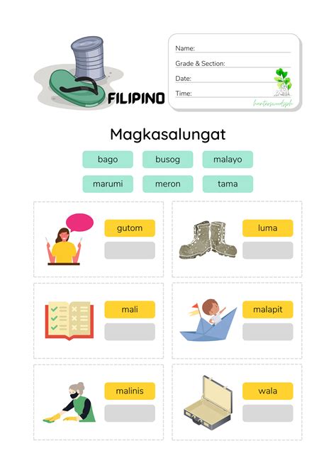 Magkasingkahulugan At Magkasalungat 100 Examples And Worksheets