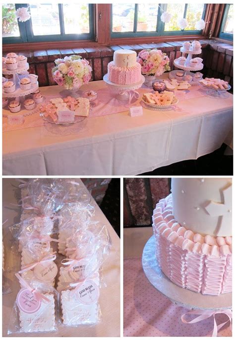 Baby Girl Baptism Or Christening Celebration Dessert Table