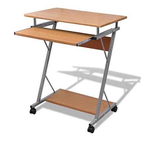 Computer desk product details view wheels win furniture. OFFICE Beech and Steel Computer PC Desk Table Trolley with ...