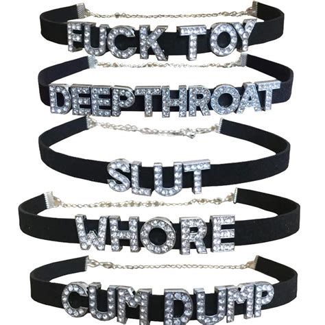 Buy 5 Pack Chokers Daddy S Little Whore Slut Cum Dump Deepthroat Rhinestone Collar Necklace