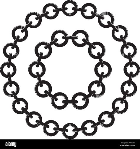Vector Set Of Black And White Metal Chain Borders Flat Style Design Of