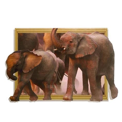 Removable 3d Elephant Floor Wall Sticker Home Room Mural Decal Vinyl