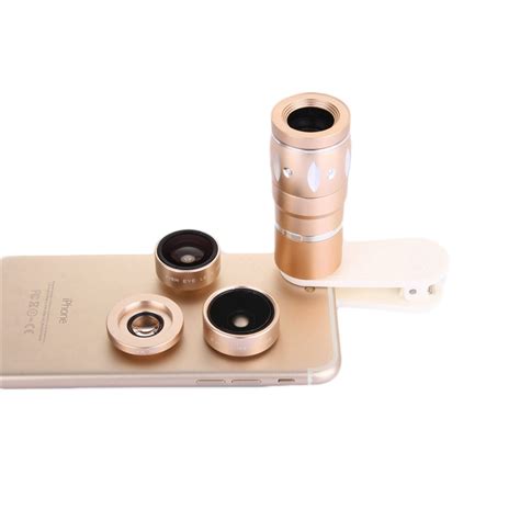 4in1 Phone Camera Lens Kit 10x Telephoto Zoom Lentes Telescope Fish Eye