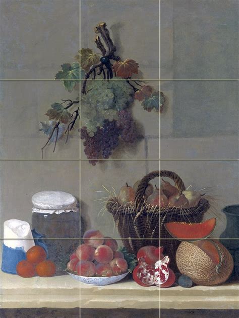 Basket Pears Fruit J Oudry Tile Mural Backsplash Behind Stove Marble