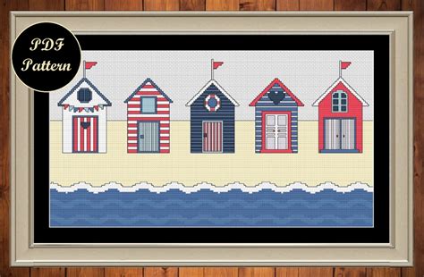 Cross Stitch Pattern Of Beach Huts Instant Download Pdf Etsy