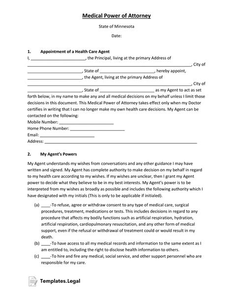 Minnesota Power Of Attorney Templates Free Word PDF ODT