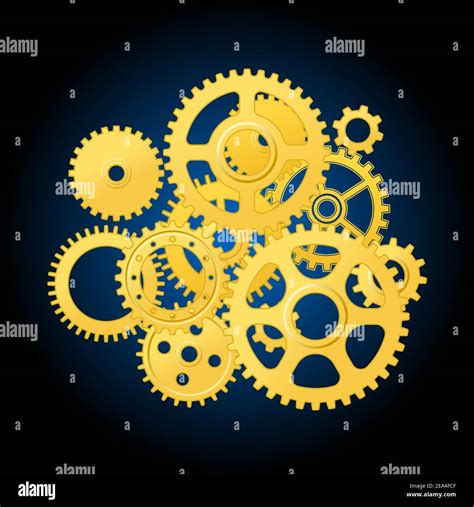 Clockwork Mechanism With Gears For Technology Or Time Concept Design