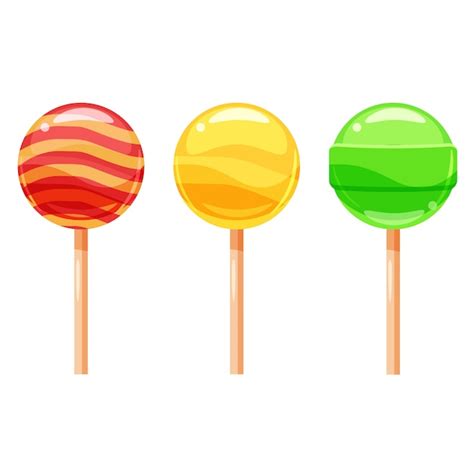 Set Of Colorful Lollipops Sweet Candies Illustration Cartoon Style