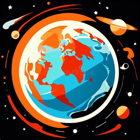 Cartoon Planet Earth In Space Vector Illustration Eps 10 Stock