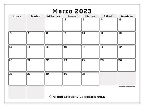 Calendario Marzo 2023 Cajas Ld Michel Zbinden Cl