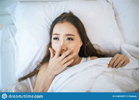beautiful woman waking up in her bed stock image image of background lifestyle 164020257