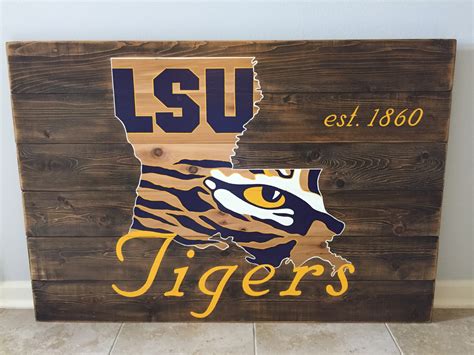 Lsu Tigers Wood Sign 36x48 Reclaimed Wood Original Design
