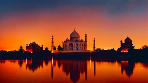 Desktop Wallpaper The Taj Mahal Sunset Hd Image Picture Background