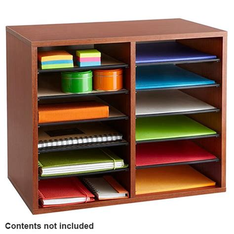 Safco Wood Adjustable Literature Organizer 12 Compartment 3 Colors