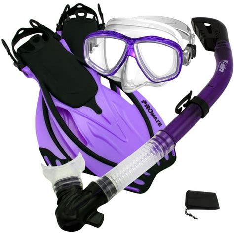 Snorkeling Scuba Dive Dry Snorkel Purge Mask Diving Fins Gear Set