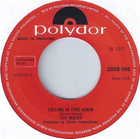 Ted Mulry Falling In Love Again 1971 Vinyl Discogs