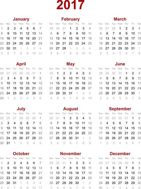 Clipart 2017 Calendar
