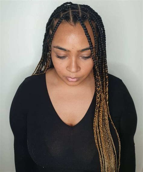 Black Knotless Braids With Blonde Ends Xs Small Knotless Braids