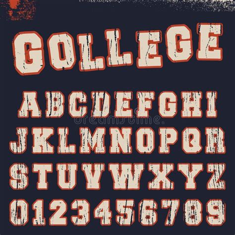 Varsity Distressed Font College Alphabet Sport Font Letters And