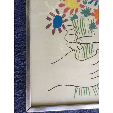1960s Vintage Picasso Hands With Flowers Print Chairish
