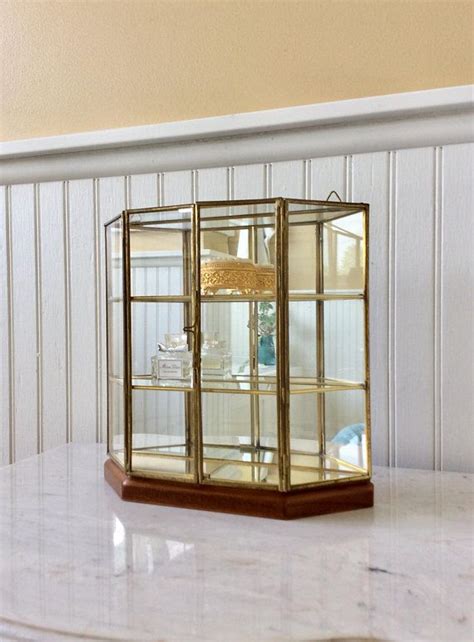 Mcm Mirrored Glass Brass Curio Display Cabinet Vintage Mcm Cabinet 60s Mid Century Modern