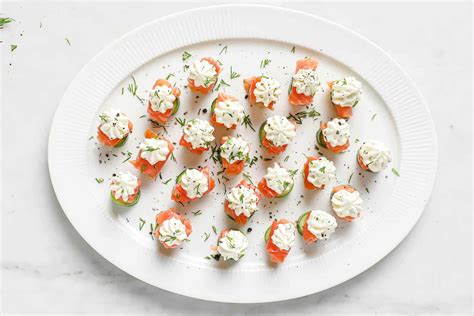 Smoked Salmon Appetizer With Cucumber And Lemon Dill Cream Cheese