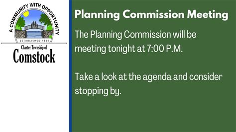 Planning Commission Meeting Comstock Township