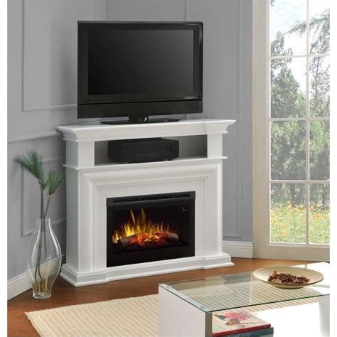 Bowery Hill Corner Tv Stand With Electric Fireplace In White Bh 551758
