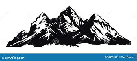 Mountain Silhouette Vector Icon Rocky Peaks Mountains Ranges Stock