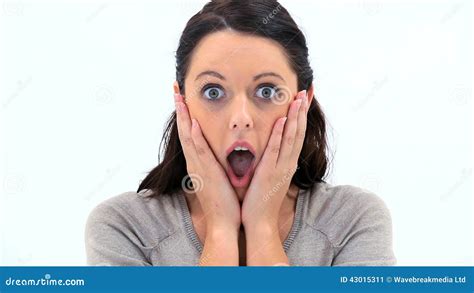 Brunette Woman Showing Her Surprise Stock Video Video Of Brunette Copy 43015311