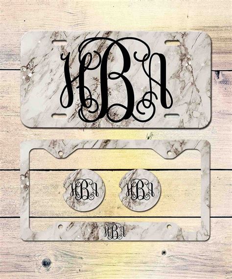 White Marble License Plate Car Tag Custom License Plate Etsy