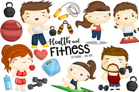 Fitness Health Clipart Training Gym Graphic By Inkley Studio