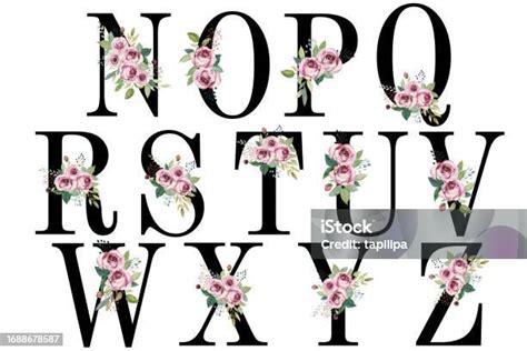 Watercolor Floral Alphabet Stock Illustration Download Image Now
