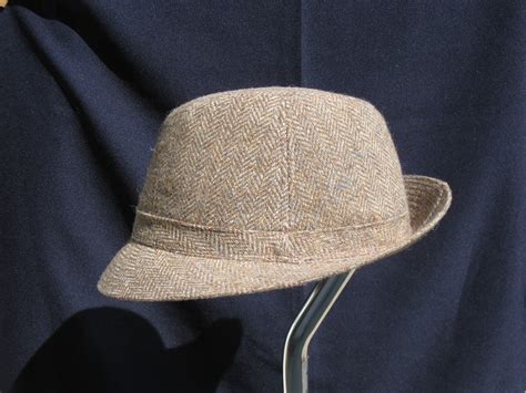 Herringbone Mens Hat 1980s Vintage Tan Size By Buckcreekvintage