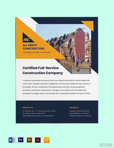 General Construction Flyer Template In Pdf Psd Pages Illustrator