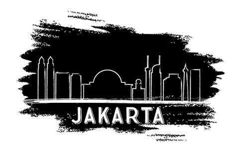 Jakarta Skyline Silhouette Hand Drawn Sketch 15708135 Vector Art At
