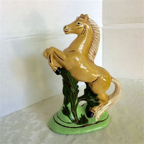 Sale Vintage Ceramic Palomino Horse Figurine Tan And White Etsy