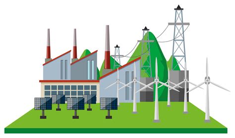 Power Plants And Wind Turbines In The Field 369748 Vector Art At Vecteezy