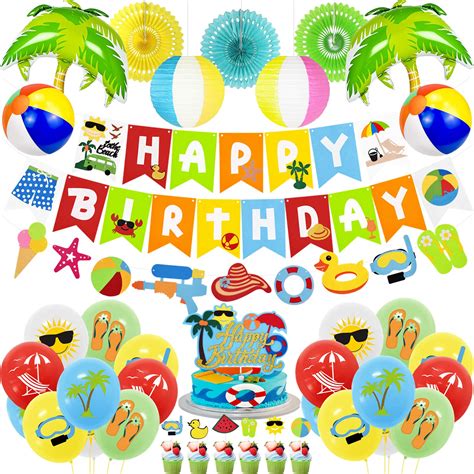 Buy Summer Beach Party Decorations Beach Theme Pool Birthday Party Supplies Including Birthday