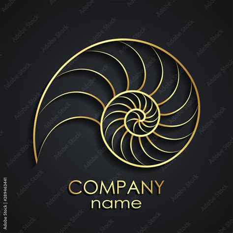 3d Golden Nautilus Shell Spiral Shape Logo Stock Vector Adobe Stock