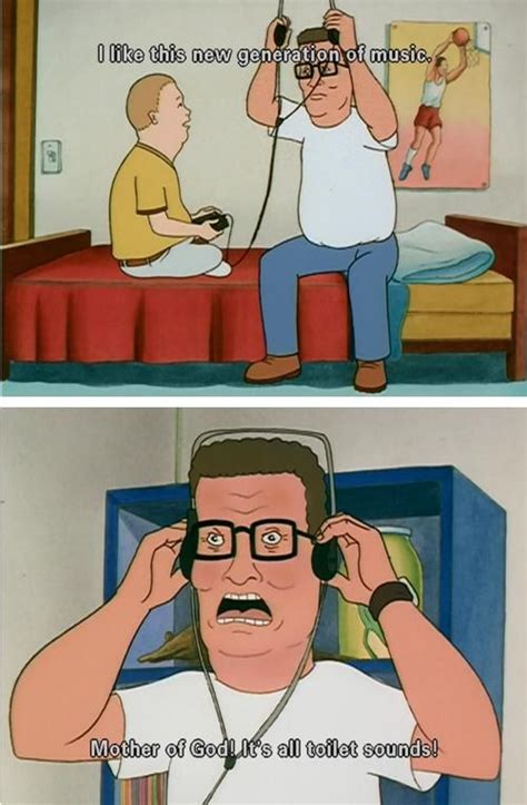 Two Cartoon Pictures With One Man In Glasses And The Other Is Listening