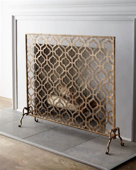 Oversize Single Panel Iron Fireplace Screen Neiman Marcus