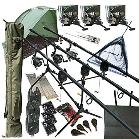 Buy Deluxe Full Carp Fishing Set Up With Rods Reels Alarms Net